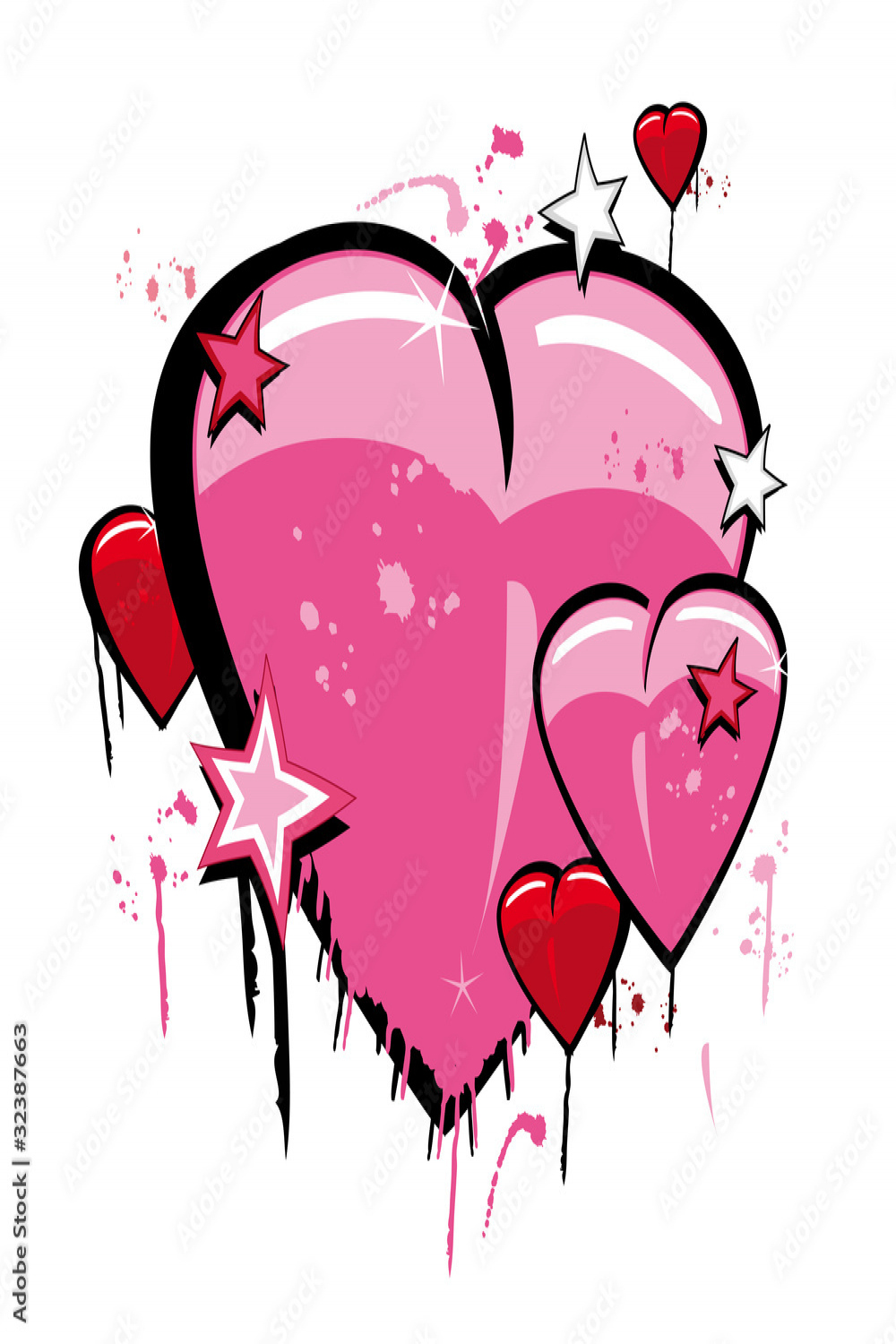 Graffiti love heart pop art illustration Stock Illustration