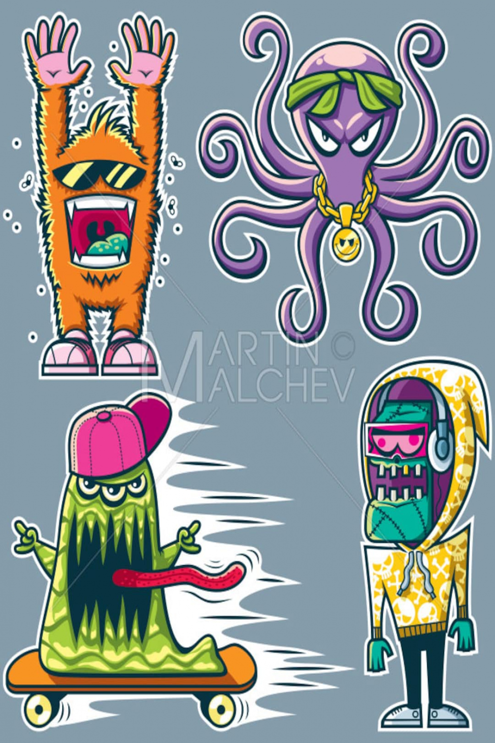 Graffiti-Monster Cartoon-Illustration. Monster Charakter - Etsy