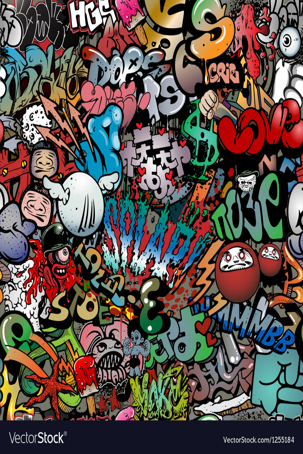 Graffiti on wall streetart background Royalty Free Vector