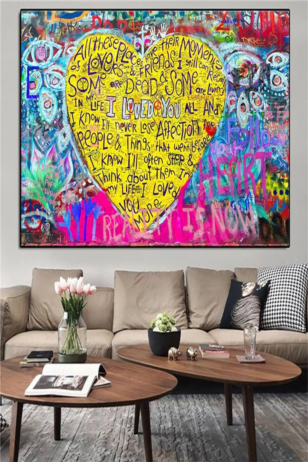 Graffiti Pop Art Love Hearts Canvas Painting Street Art Posters and Prints  HD Printed Picture Wall Art Decoration Living Room ( x  cm /  x