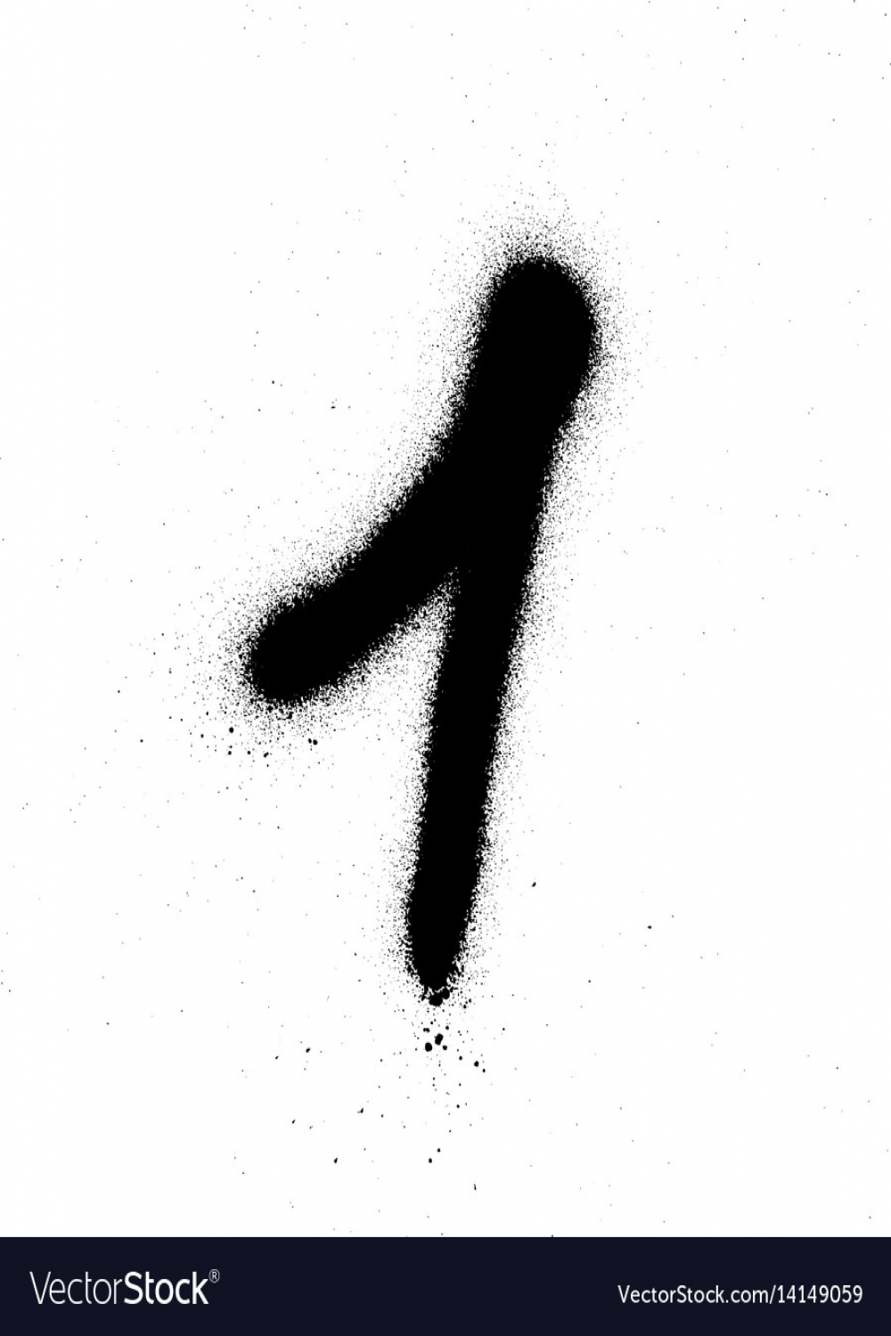 Graffiti sprayed number  one in black on white Vector Image