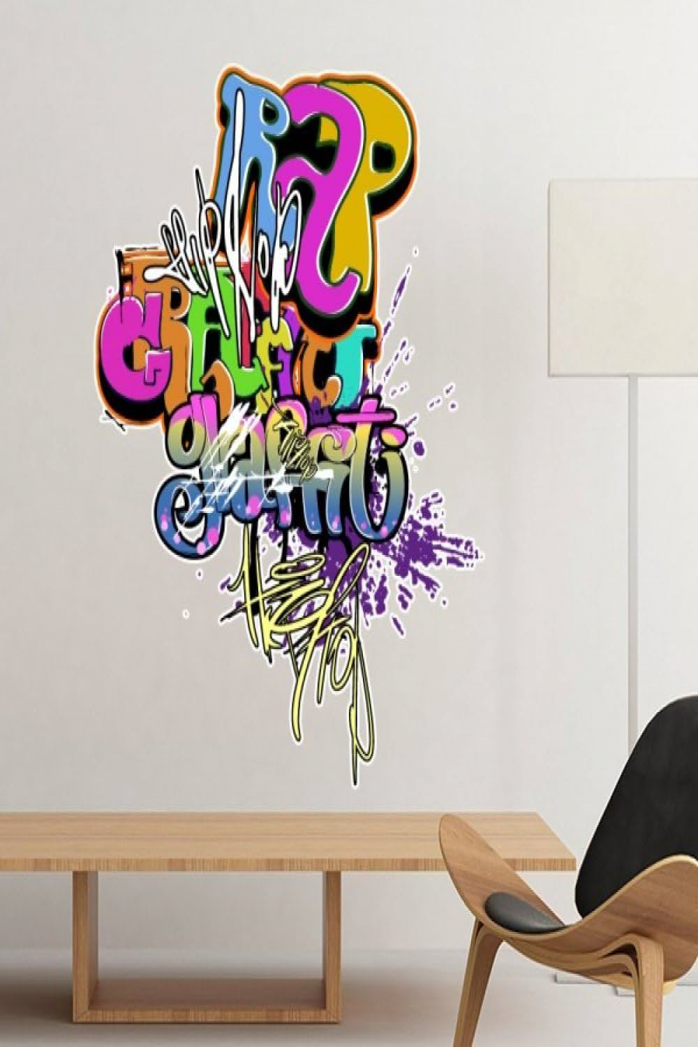 Graffiti Street Kultur Colorful Rap Worte Art Illustration Muster  Abnehmbare Wand Aufkleber art Aufkleber Wandbild DIY Tapete für Raum  Aufkleber cm