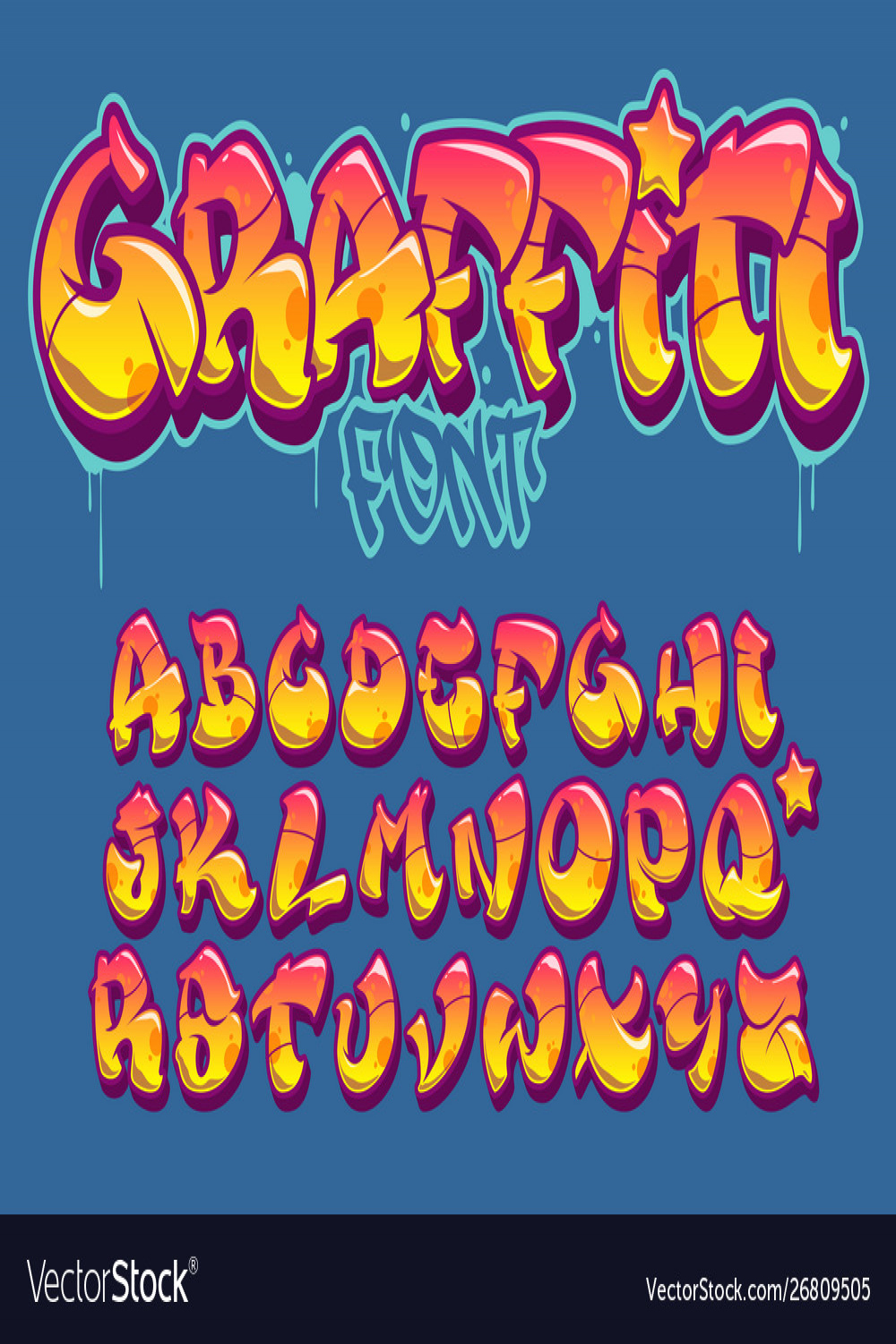 Graffiti style font orange and yellow colors Vector Image