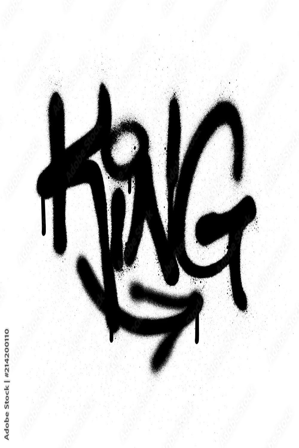 graffiti tag king sprayed with leak in black on white Stock