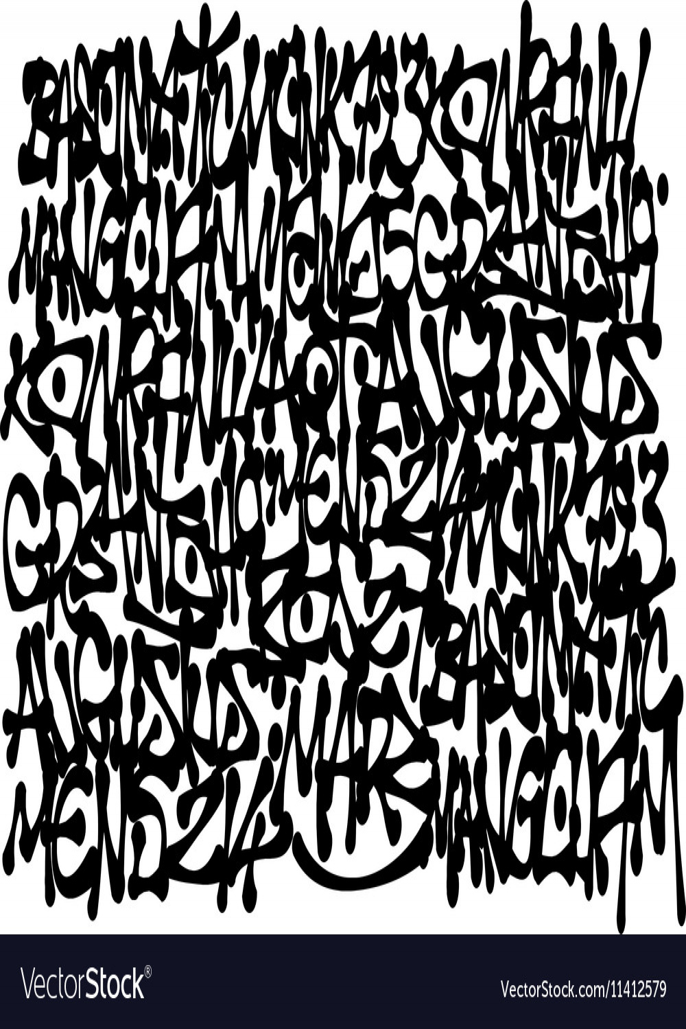 Graffiti tags background in black over white Vector Image