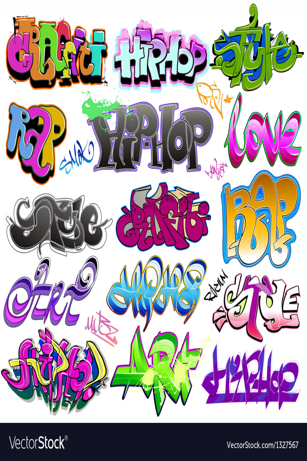 Graffiti urban art set Royalty Free Vector Image