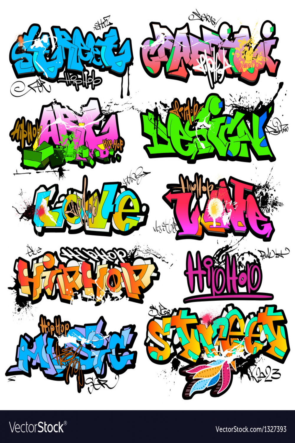 Graffiti wall urban art Royalty Free Vector Image