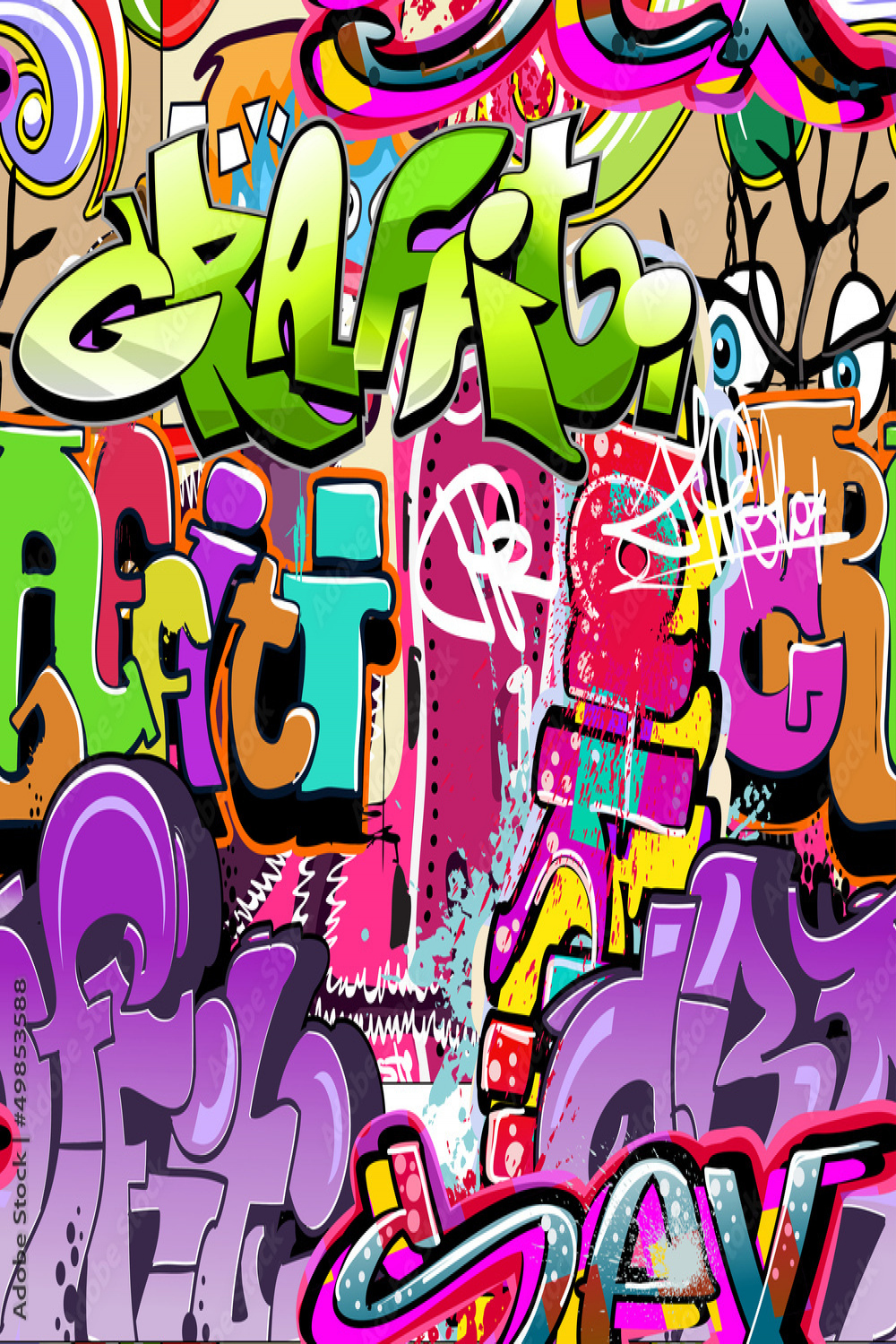 Graffiti wall. Urban art vector background