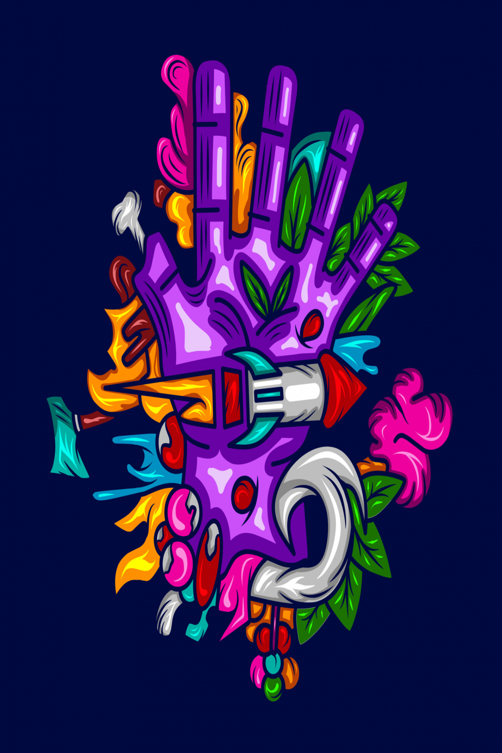 Hand doodle graffiti art potrait logo colorful design with dark