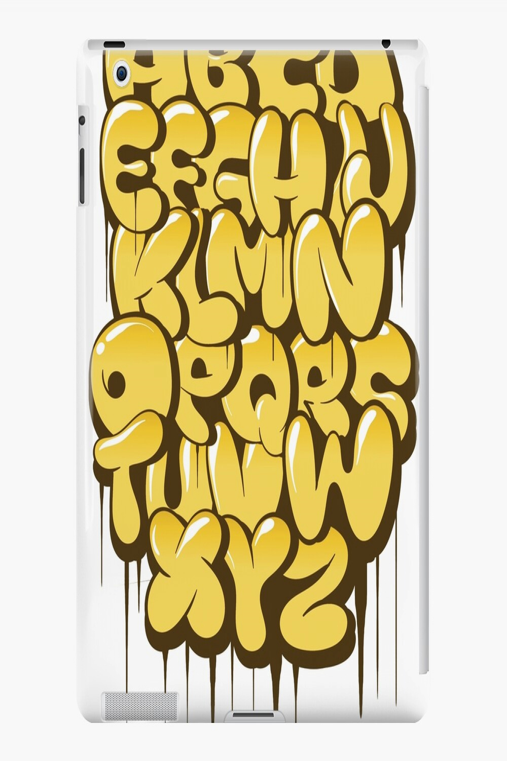 Hand drawn bubble style graffiti alphabet letters color