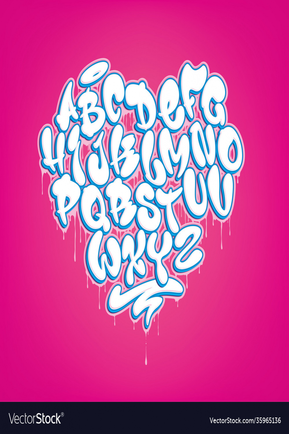 Hand drawn heart shaped graffiti font Royalty Free Vector