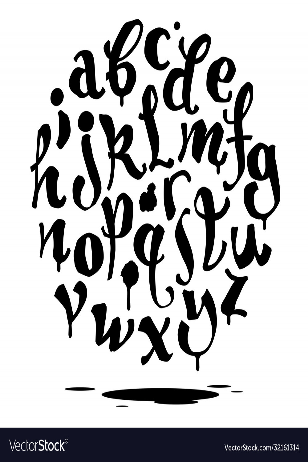 Hand lettering graffiti font with drips alphabet Vector Image