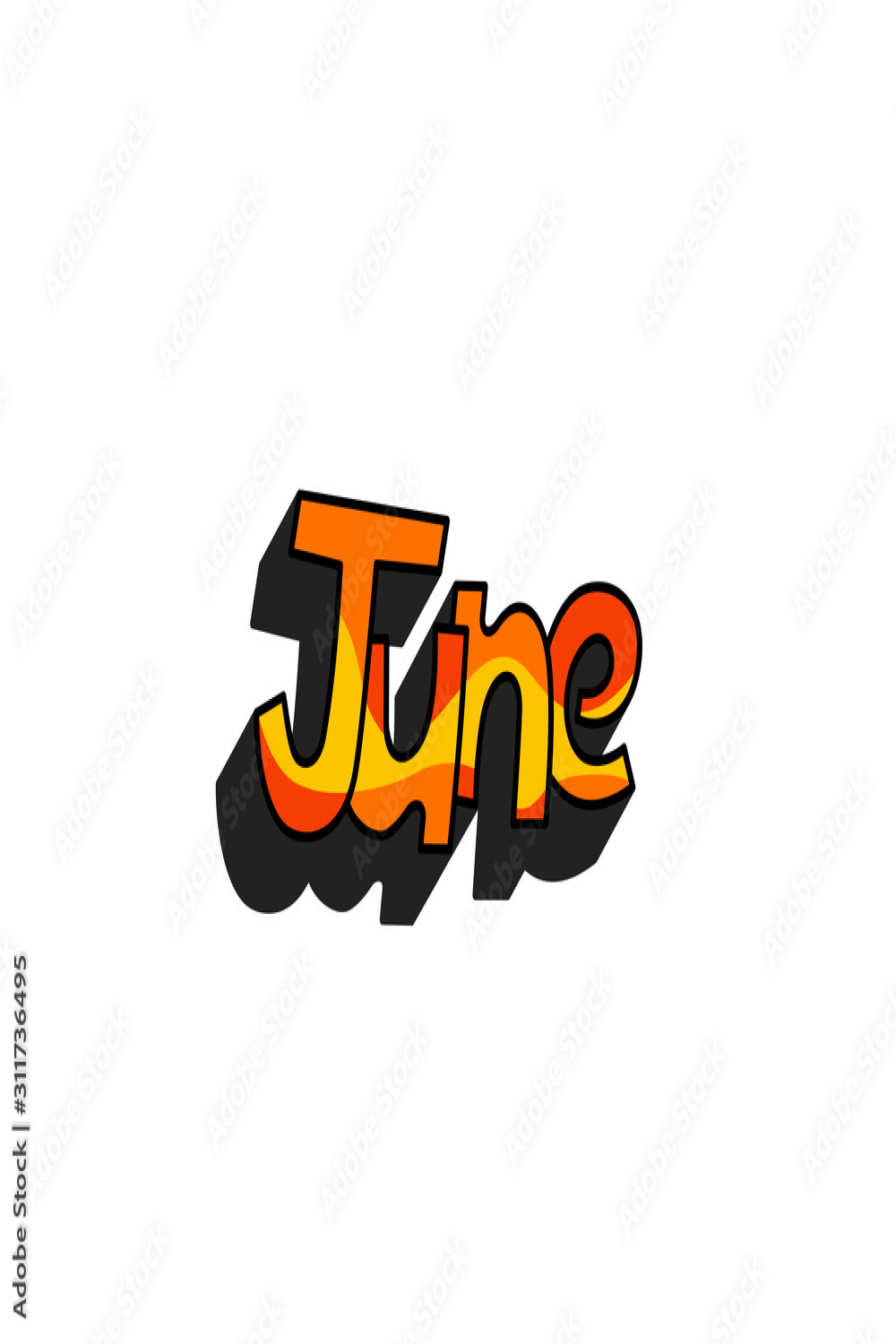 Hand lettering of the word June, graffiti style vector