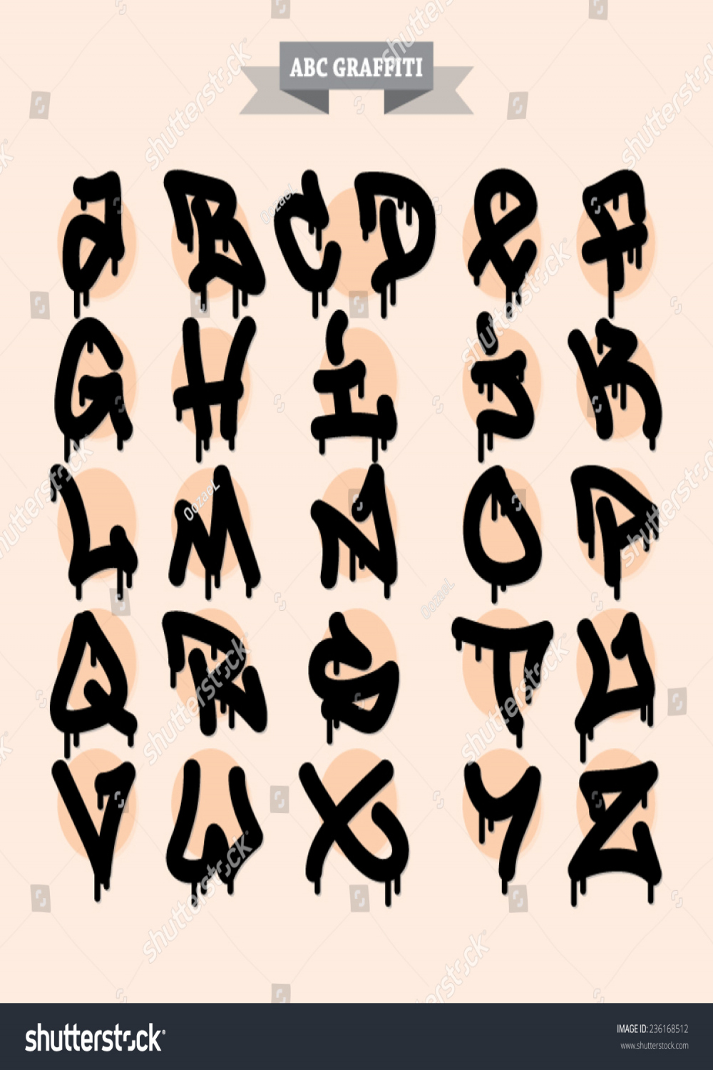 Hand Written Graffiti Font Alphabet Dripping: Stock-Vektorgrafik