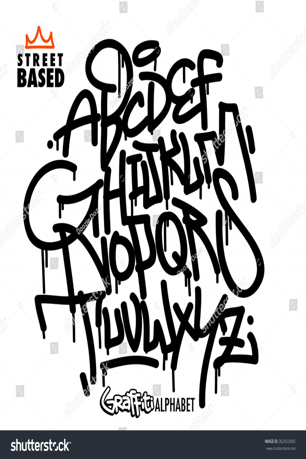 Handschrift Graffiti Alphabet: Stock-Vektorgrafik (Lizenzfrei