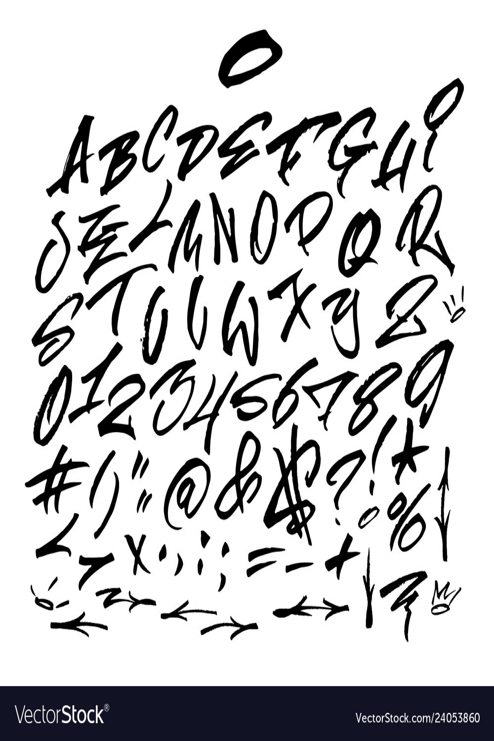 Handwritten graffiti font alphabet artistic hip Vector Image