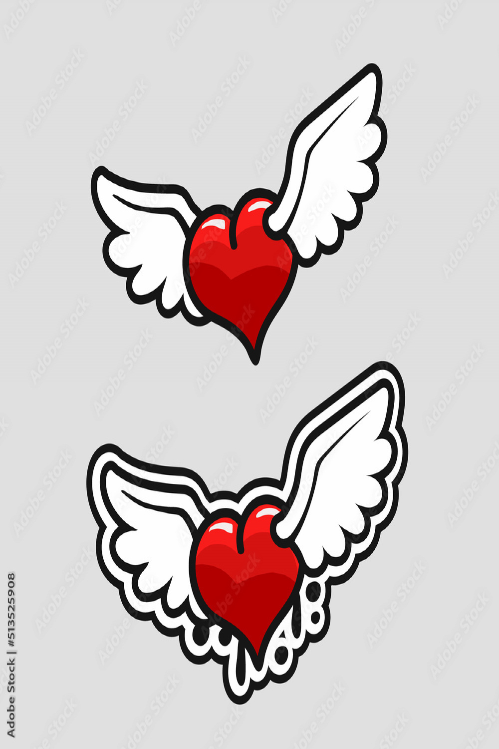 Heart with wings, Cartoon graffiti style