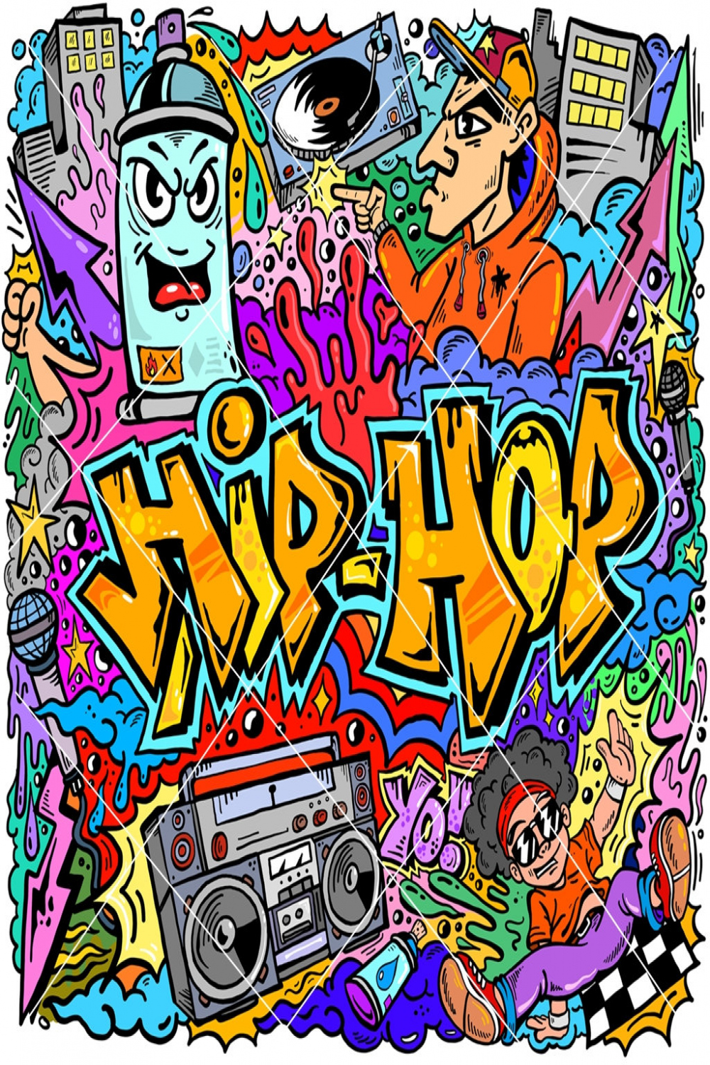 Hip Hop Graffiti Doodle Kunst Illustration Vektor Kunstdruck - Etsy