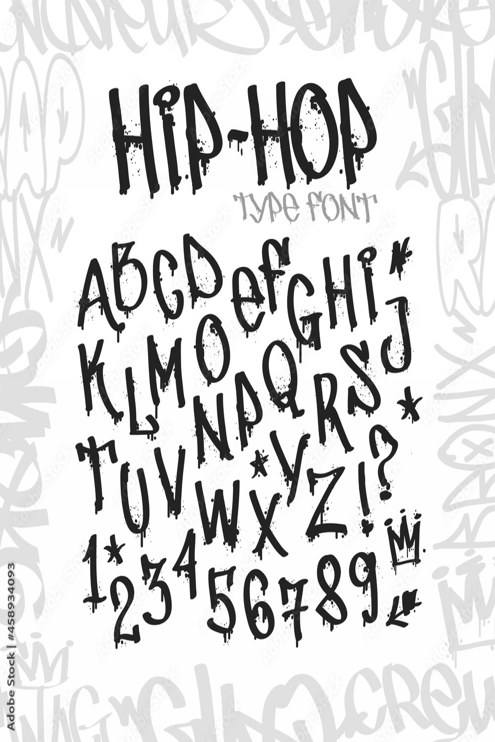 Hip-Hop Graffiti type font with street art doodle style elements