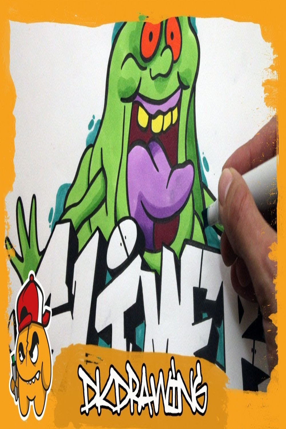 How to draw graffiti letters Slimer & Slimer Cartoon Character (The  Ghostbusters)