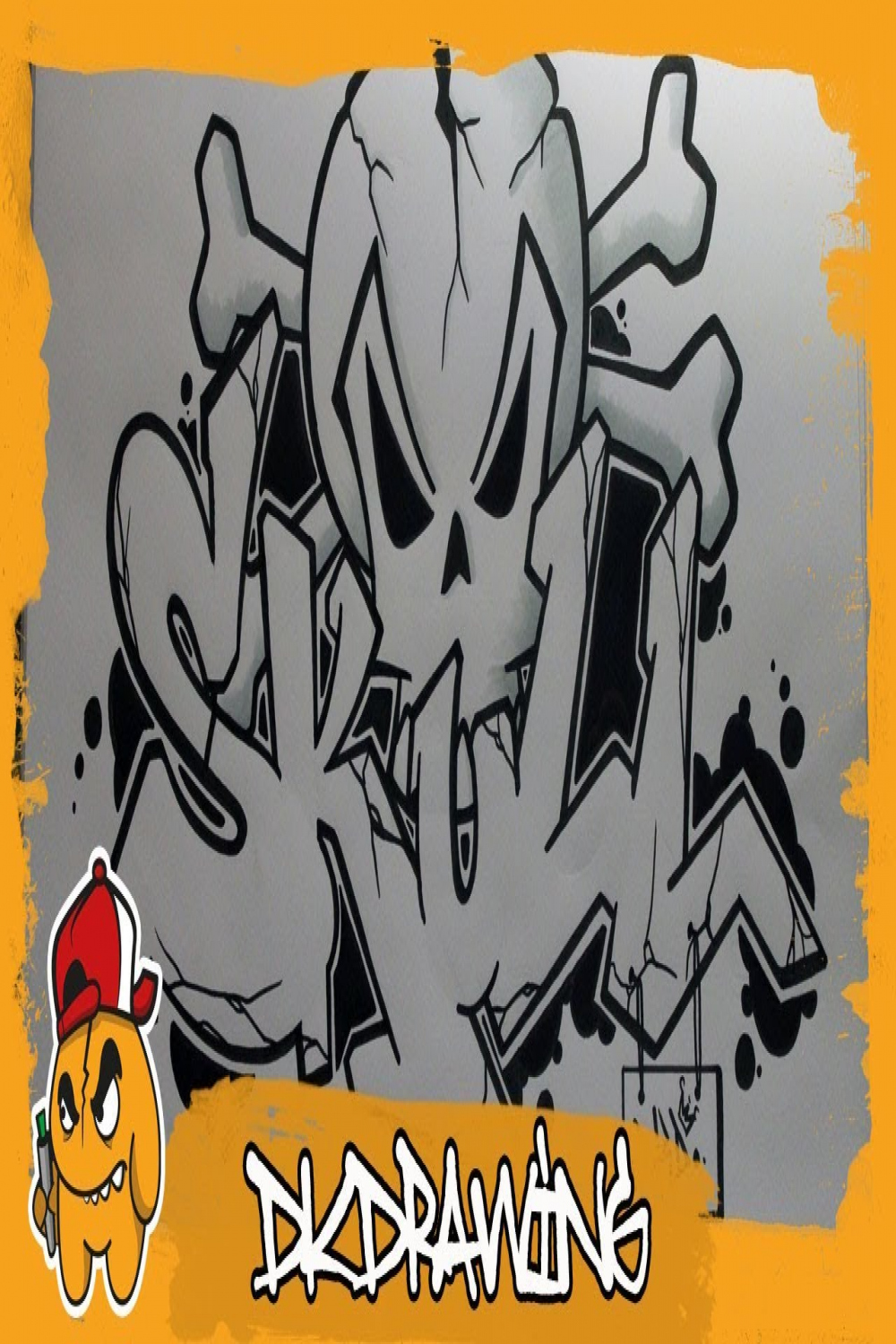 How to draw graffiti skull letters skull & crossbones