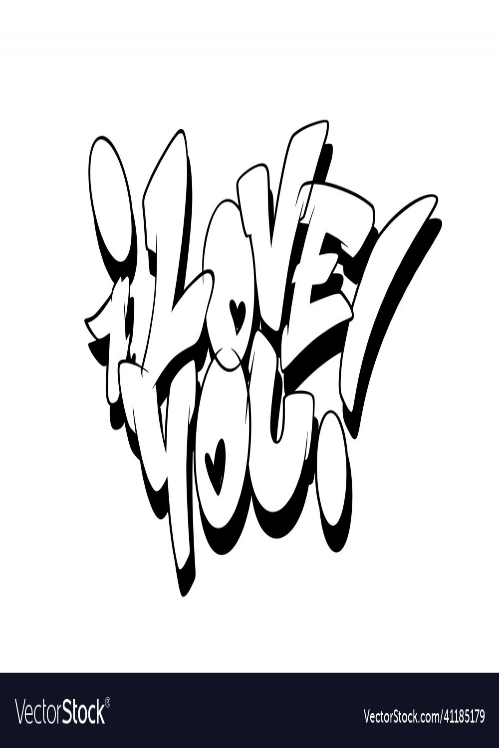 I love you font in graffiti style Royalty Free Vector Image