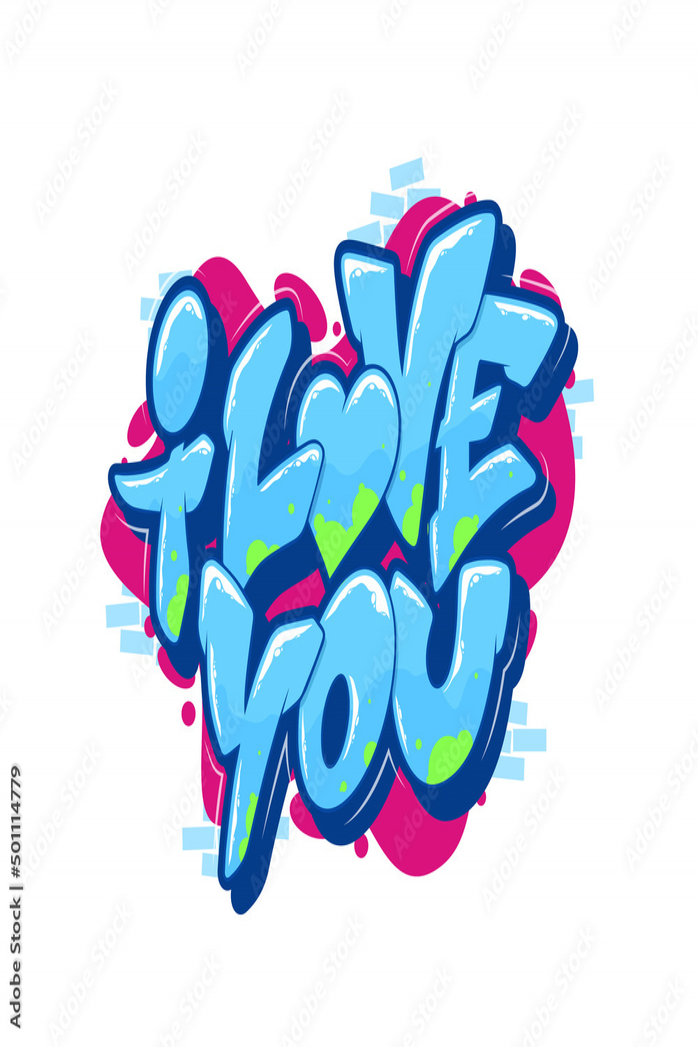 I love you font in graffiti style. Vector illustration