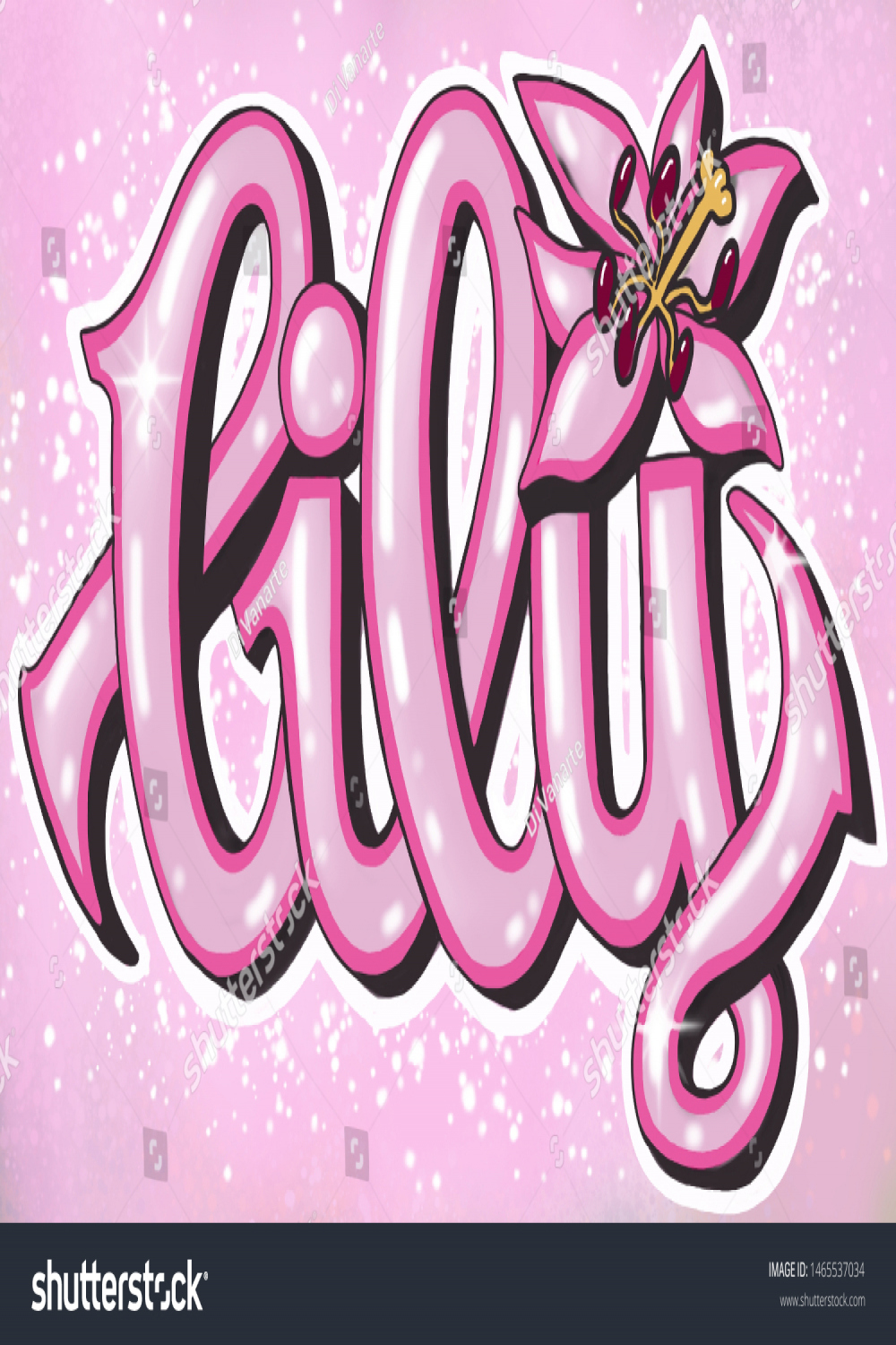 Illustration Graffiti Style Word Lily Flower: Stockillustration