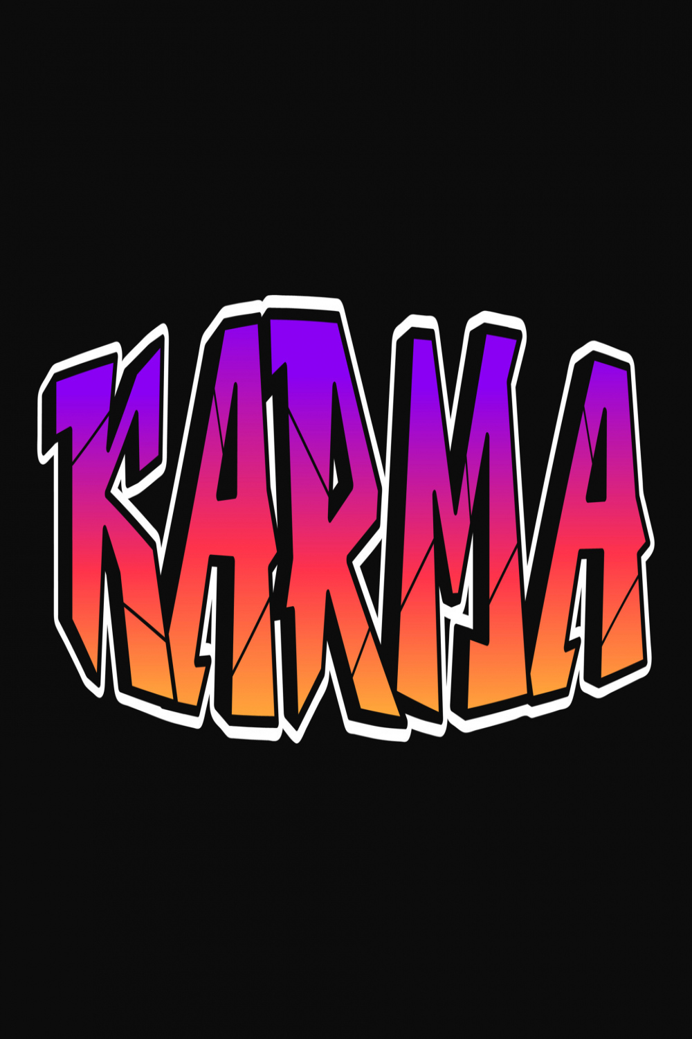 Karma word trippy psychedelic graffiti style letters