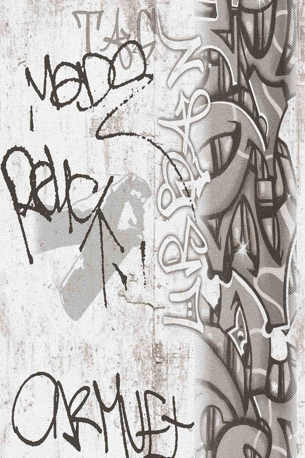 Kids Wallpaper Graffiti Concrete grey white -