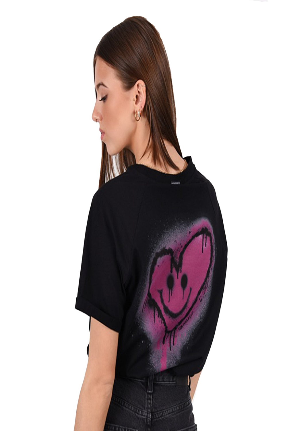 Kleinigkeit Damen T-Shirt Görls Relaxfit Shört Big Graffiti Heart