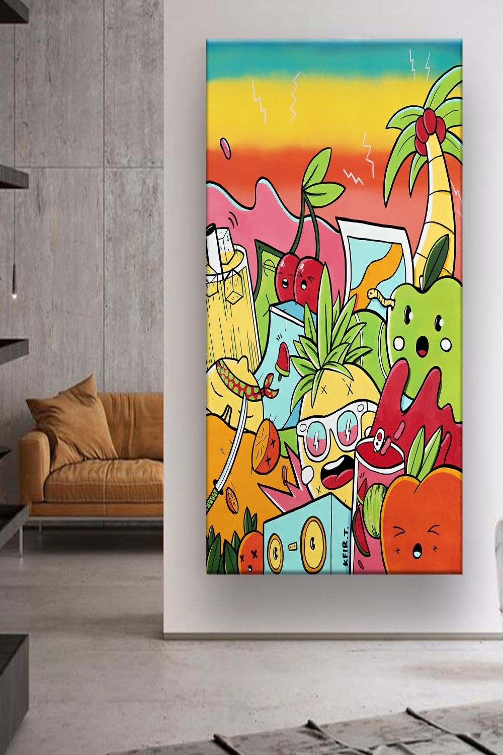 Large Graffiti Style Wall Art Vertical Colorful Street Art - Etsy