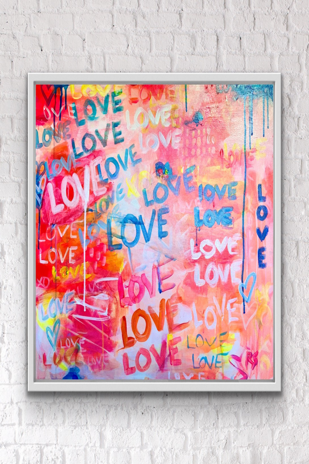 Large Pretty Pink Orange Preppy Art. Graffiti Love Abstract - Etsy