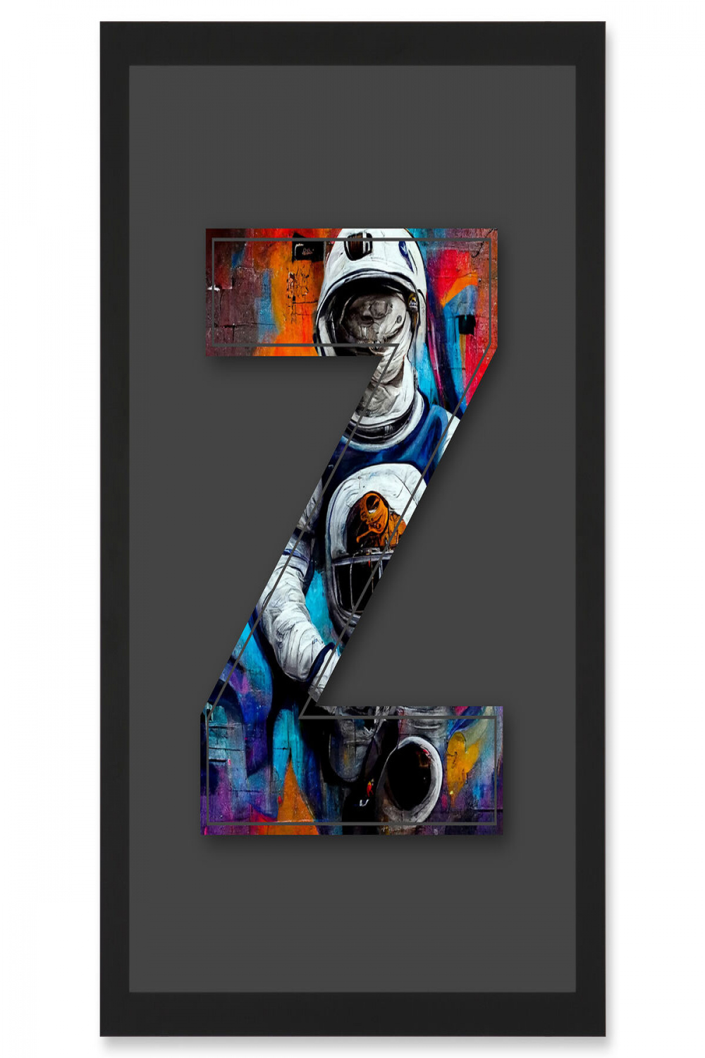 Letter Z Bright Astronaut Decorative Graffiti Initial Framed A Wall Art  Print