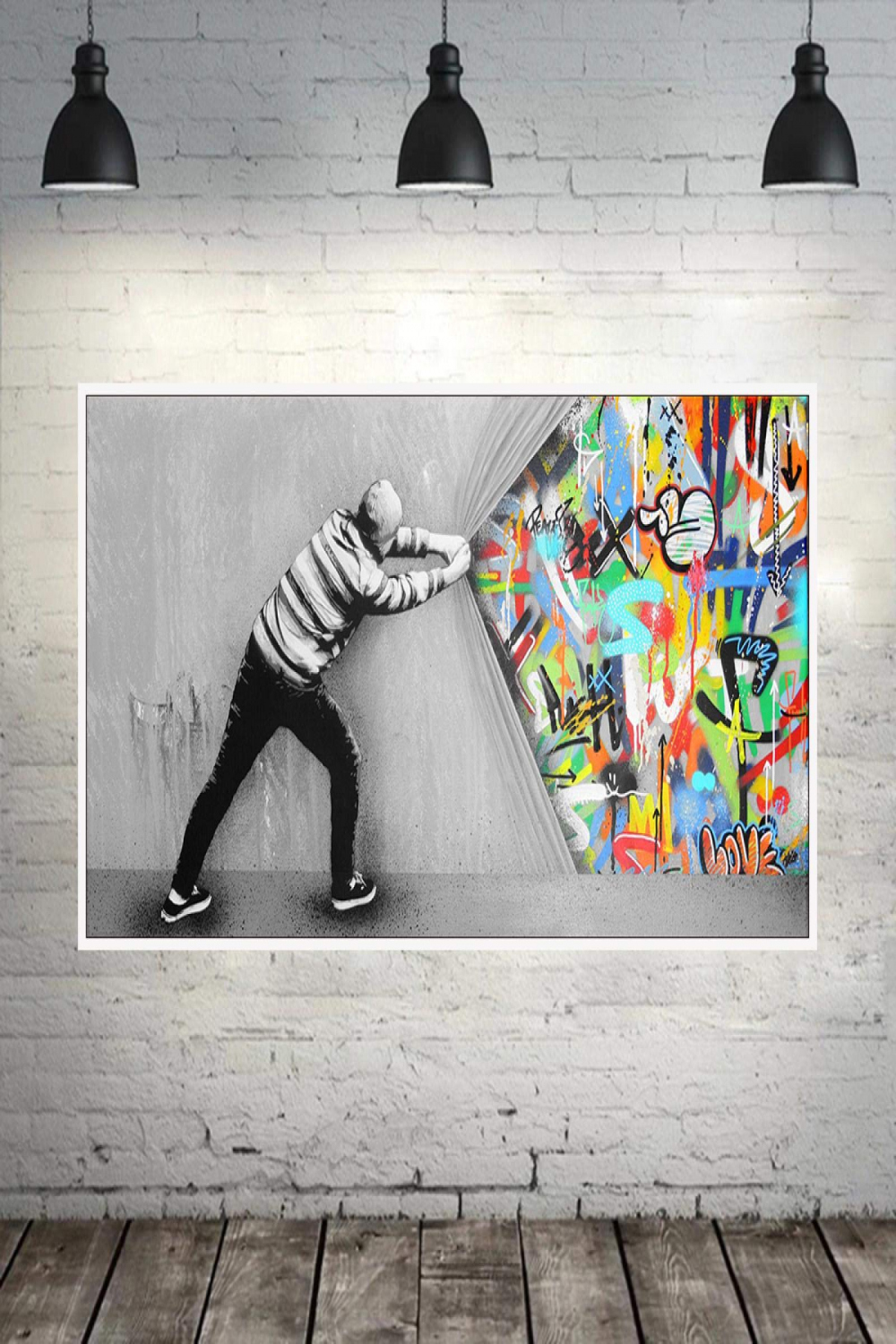 Living Room Wall Picture Decor The Curtain Street Graffiti Art Canvas  Painting Modern Posters and Prints Wall Art Pictures  x  cm / . x