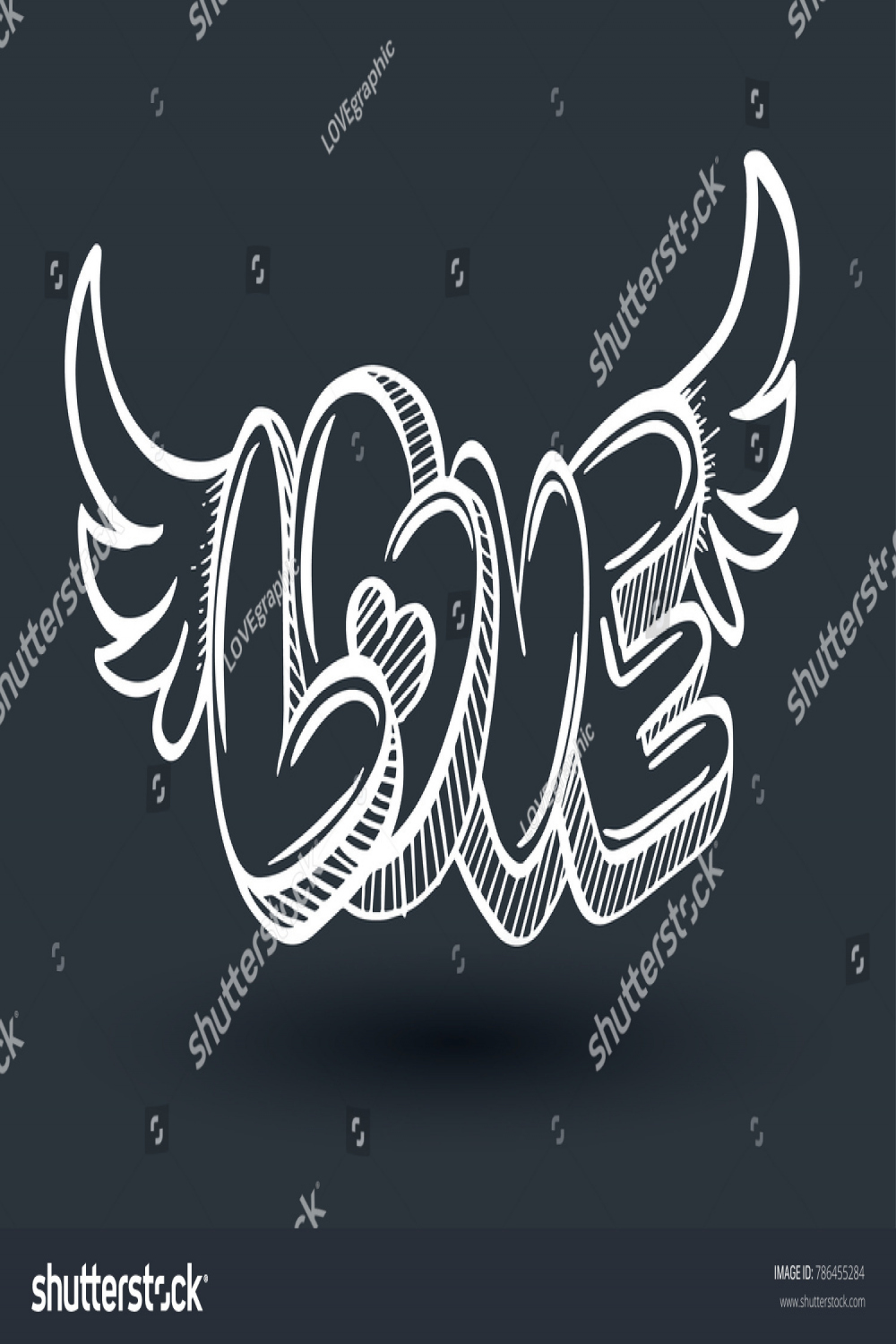 Love Graffiti Style Wings Vector Illustration: Stock-Vektorgrafik