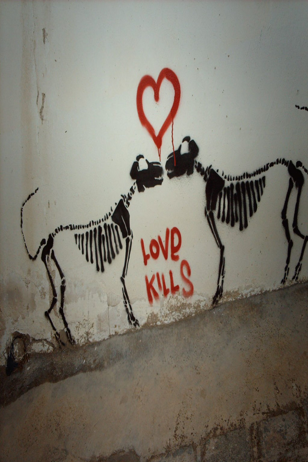 Love kills skeleton dogs stencil graffiti and heart  Flickr