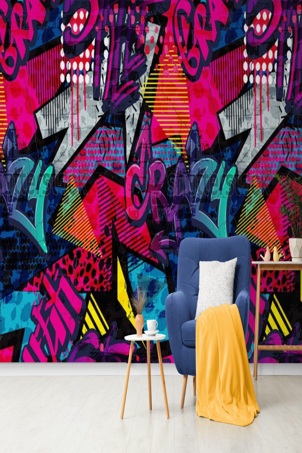 Modern graffiti wallpaper Custom Vinyl Wall covering Graffiti