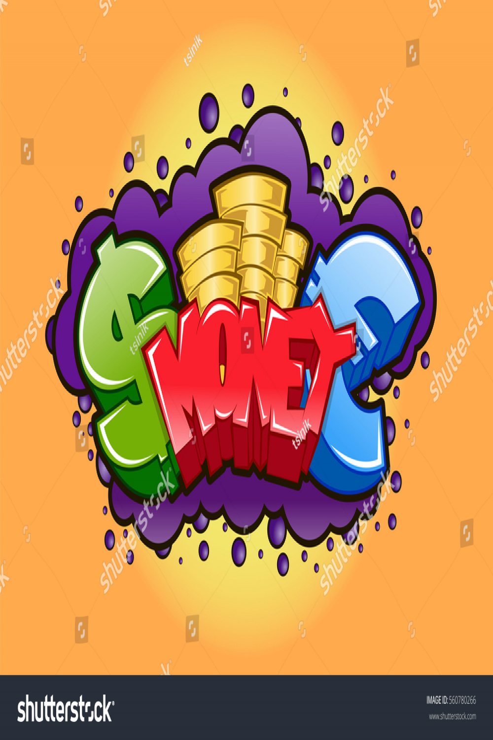 Money Graffiti Background Graffiti Background Euro: Stock