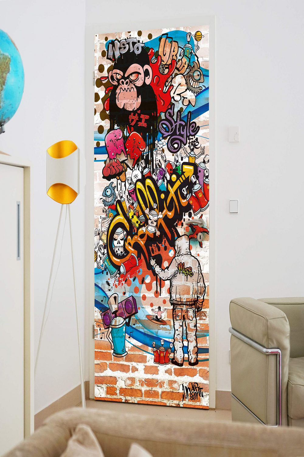 murimage Graffiti Door Wallpaper  x  cm Including Paste Children