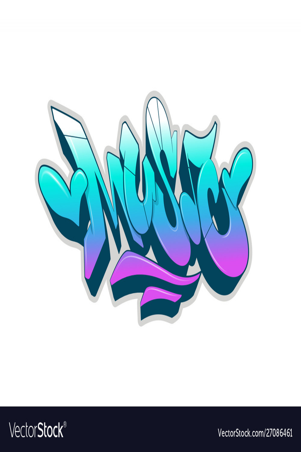 Music word drawn hand in graffiti style Royalty Free Vector