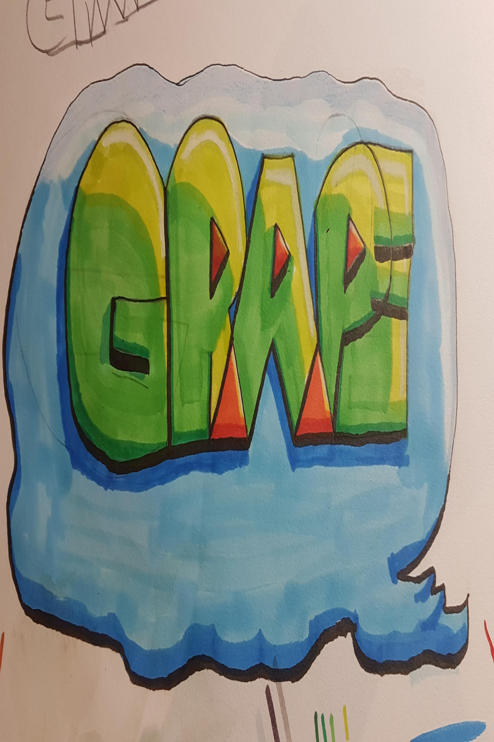 My first graffiti (on paper) with my new tag: GRAPE