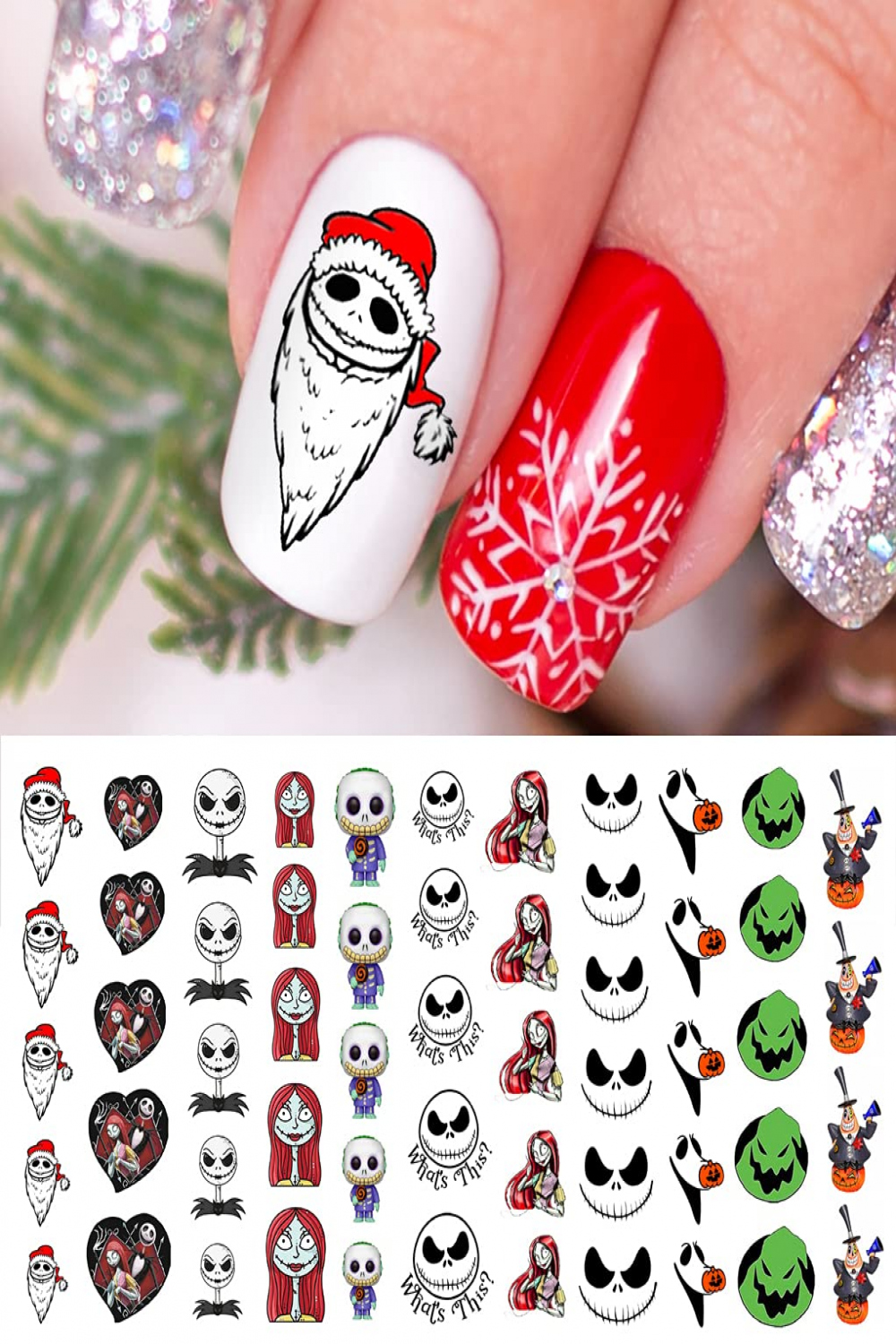 Nightmare Before Christmas Halloween Nail Art Waterslide Aufkleber