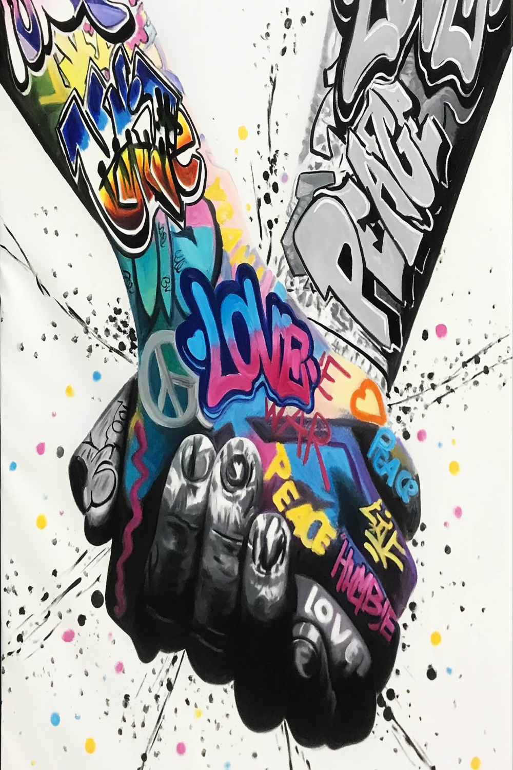 Original Graffiti Handshake Peace Love Street Art Druck auf - Etsy