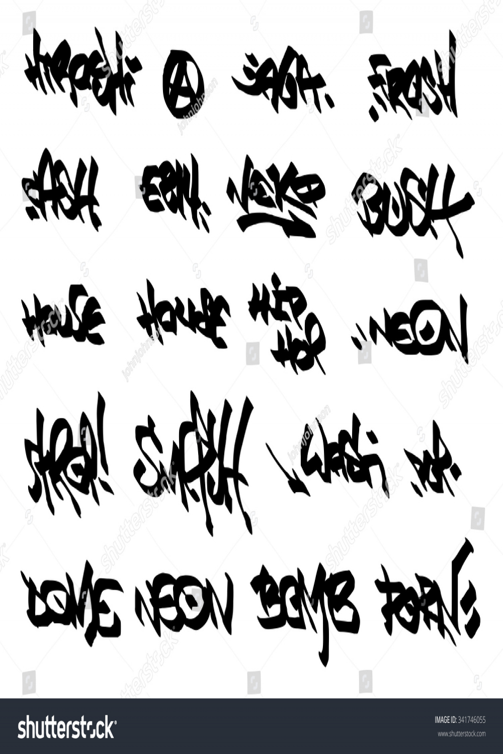 Page Black Grunge Graffiti Tags On: Stock-Vektorgrafik (Lizenzfrei