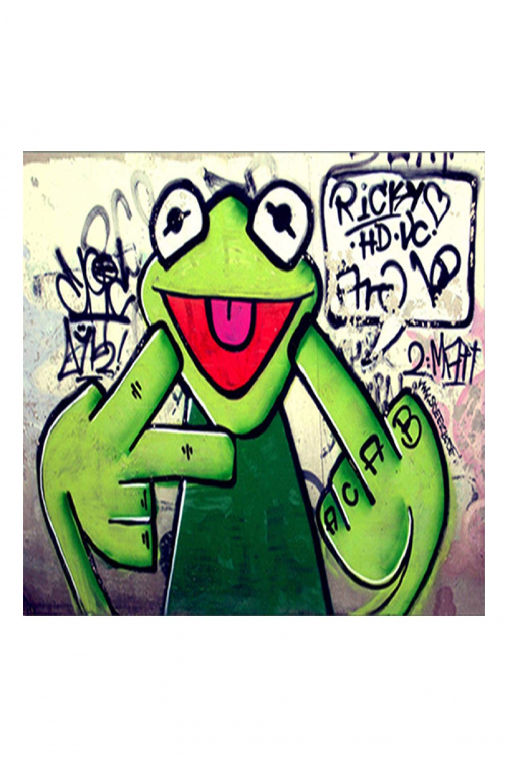 Painting on Canvas Street Graffiti Art Frog Kermit Finger Poster and Prints  Wall Art Pictures Living Room Decor  x  cm Frameless