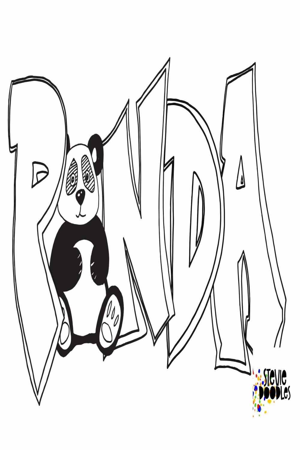 PANDA WITH GRAFFITI LETTERS- Free Printable Coloring Page — Stevie