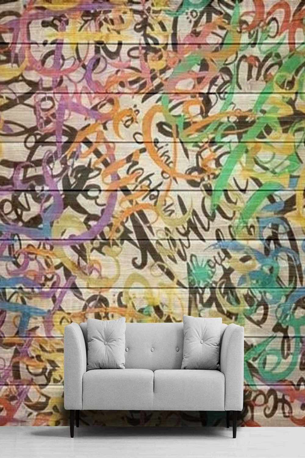 Peel and Stick Wallpaper Graffiti style tagging Vandal lettering