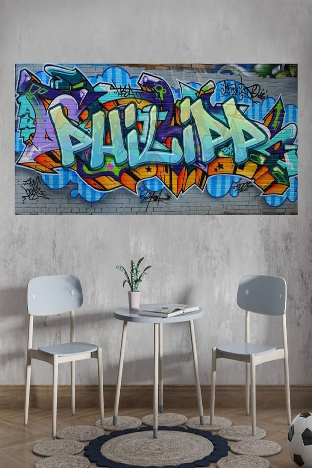 pkvr Cooles Wandbild Graffiti Poster mit Namen personalisiert Graffiti  Kinderzimmer Poster Name XXL Wandbild Teenager junge Mädchen Name, Größe: