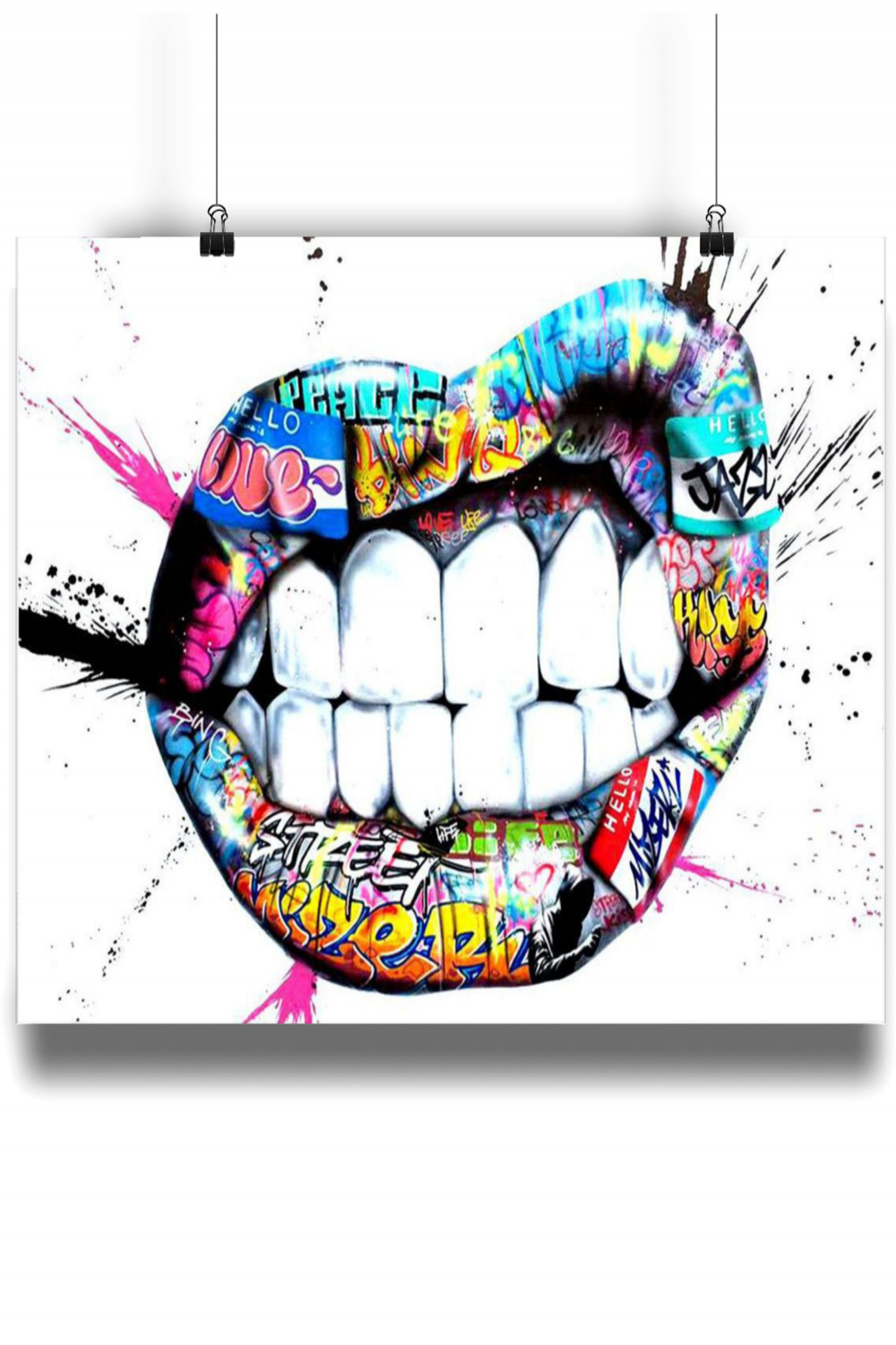 Poster/Canvas Print Graffiti Open Mouth Teeth Street Art Wall Decor